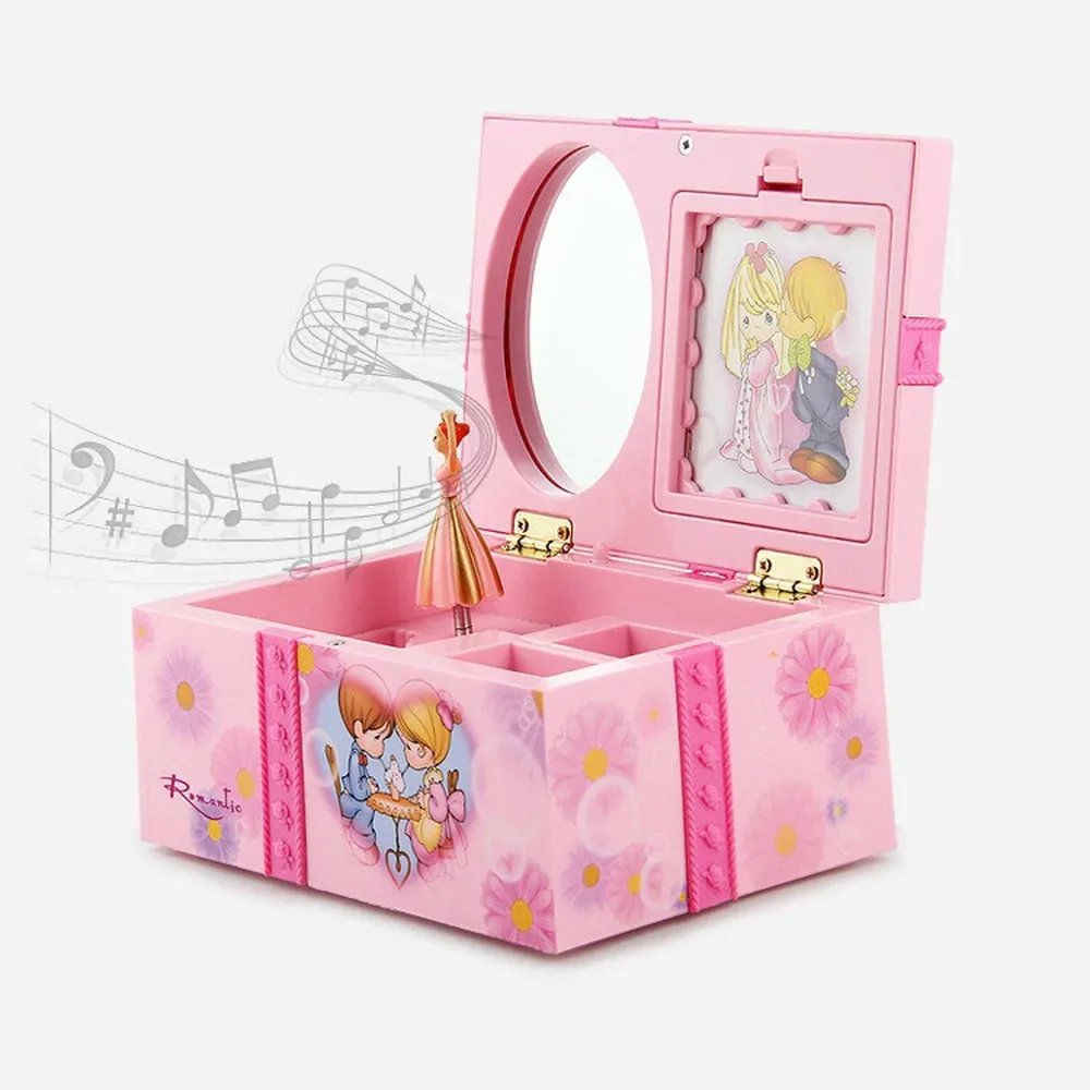 Pink Dancing Girl Music Box Ornaments Home Decor Jewelry Storage Organizer Music Box  WY804