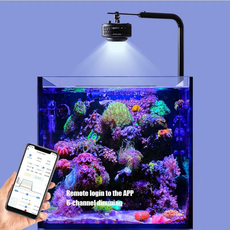 

Smart App-Controlled Metal Aquarium Coral Light Full Spectrum LED Eco-Friendly IP65 100W 50L for Fish Tank Reef Ecosystems