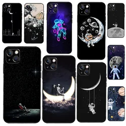 Moon Stars Space Astronaut Case For iPhone 13 12 Mini X XR XS Max Cover For iPhone 11 14 15 16 Pro Max Plus SE2