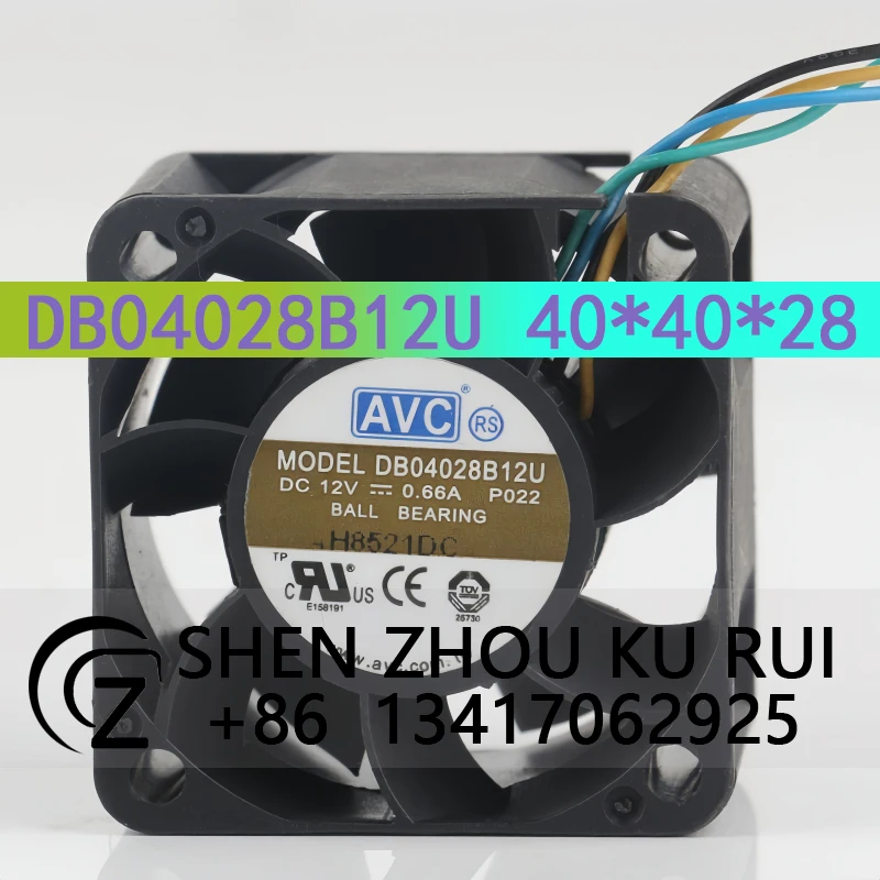 

Cooling Fan AVC 4-Wire Chassis Server Ball Power Supply 12V 4028 0.66A 7.92W DB04028B12U 40x40x28mm
