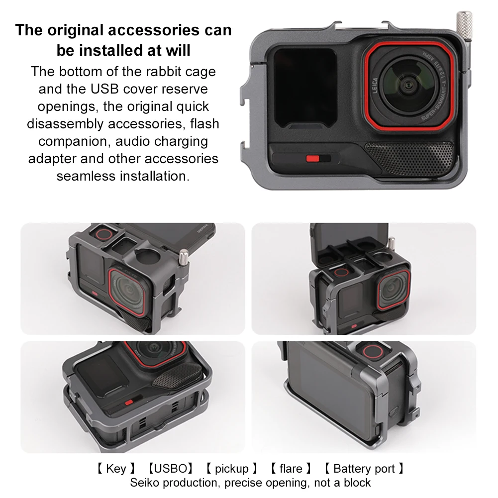 Aluminum Frame Cage with Cold Shoe Camera Frame Case Frame Cage for Insta360 Ace Pro 2 for Insta360 Ace/Insta360 Ace Pro