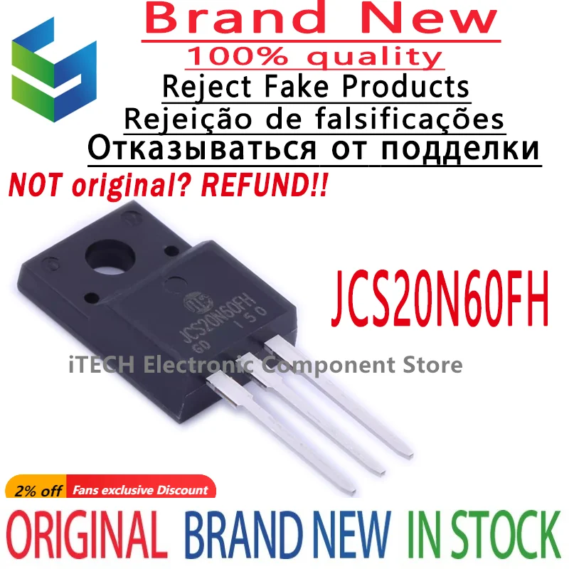 10pcs Original JCS20N60FH 20N60 TO-220F N-channel MOS FET 600V 20A 100% New and Genuine in Stock