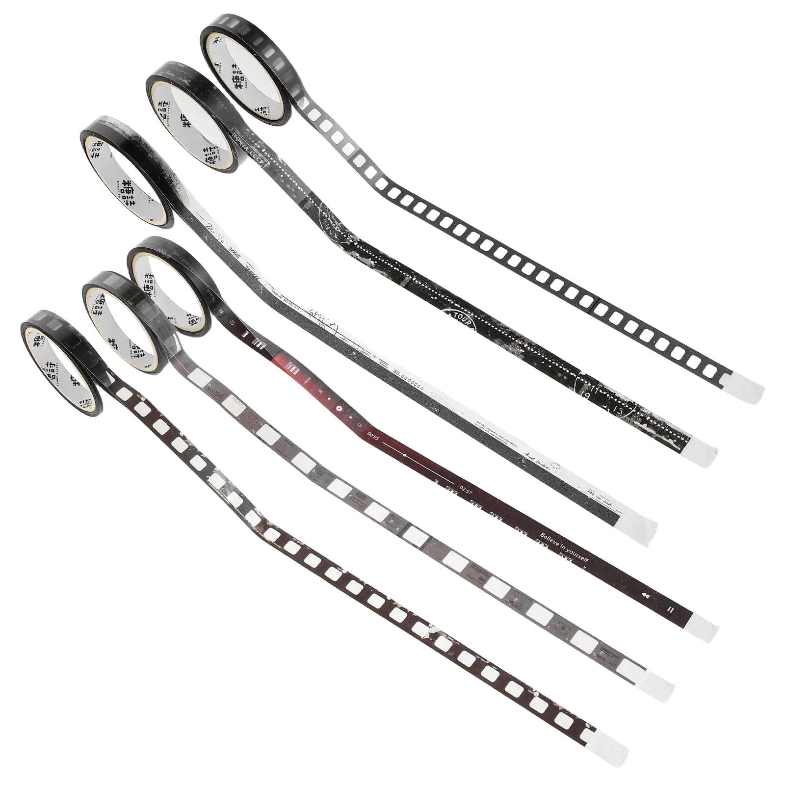 

6 Rolls Retro PET Tape Creative Scrapbooking Supplies Stickers Film Cassette Decorative for Crafts Journaling Washi The