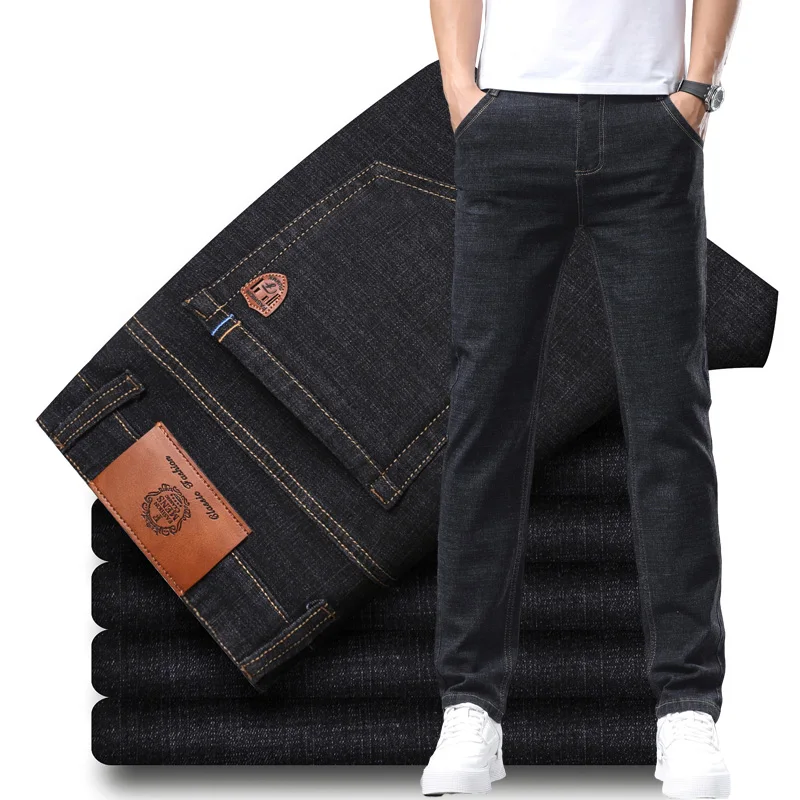 Classic Fashionable Men's Soft Comfortable Denim Pants New Slim Men's Cotton Straight Business Male Brand Clothing Denim Trouser