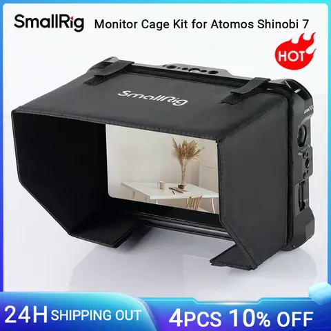 SmallRig Monitor Cage Kit für Atomos Shinobi 7-Käfig-Kit mit Kabelklemme, integrierter NATO-Schiene und Sonnenhaube -3456