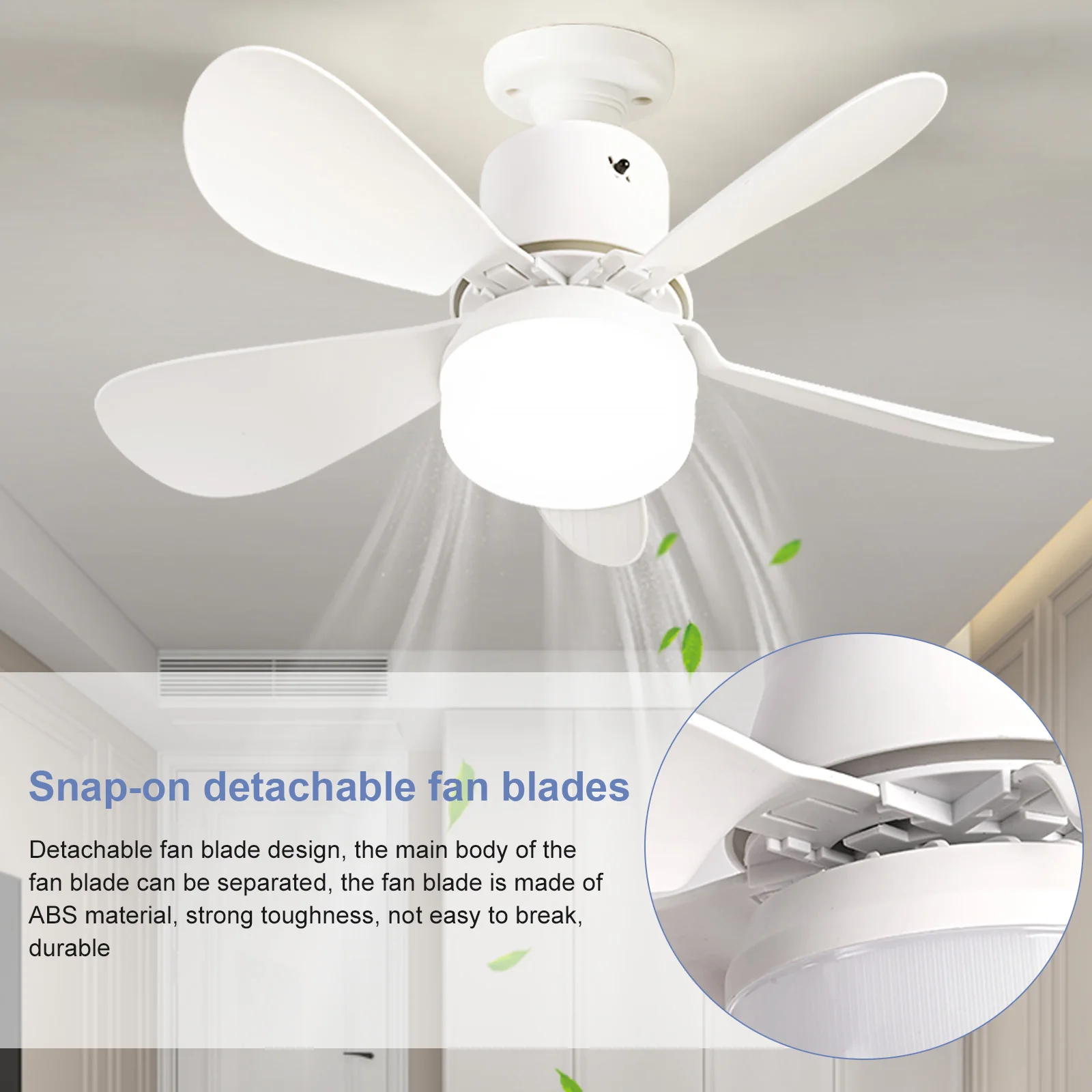 Ceiling Fan with Light Ceiling Fan Light Remote Control Socket Ceiling Fan 3 Light Colors LED Light Fan for Living Room Bedroom