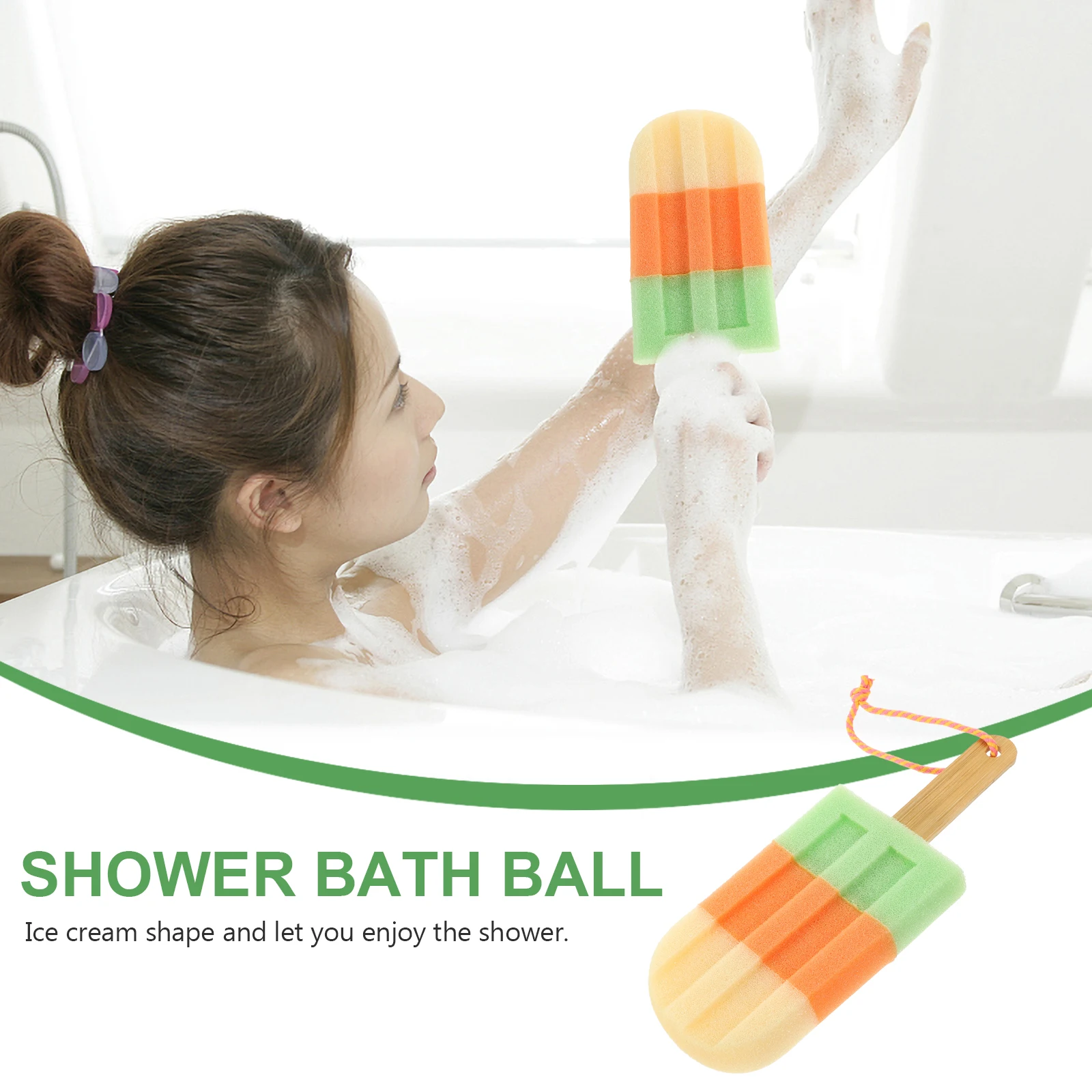

3pcs Ice Cream Shaped Bath Ball Soft Body Rubbing Towel Gentle Exfoliating Bathing Towel Cute Bath Flower Shower Accessories For