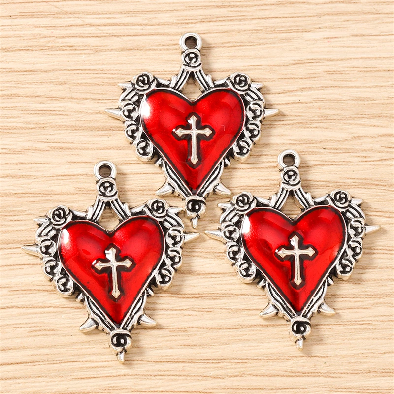 10 Stück 30 x 34 mm niedliche Emaille-Metall-Liebes-Herz-Charms-Anhänger für Halsketten, Ohrringe, Armbänder, DIY-Handwerk, Schmuckherstellung, Zubehör – Detail 5