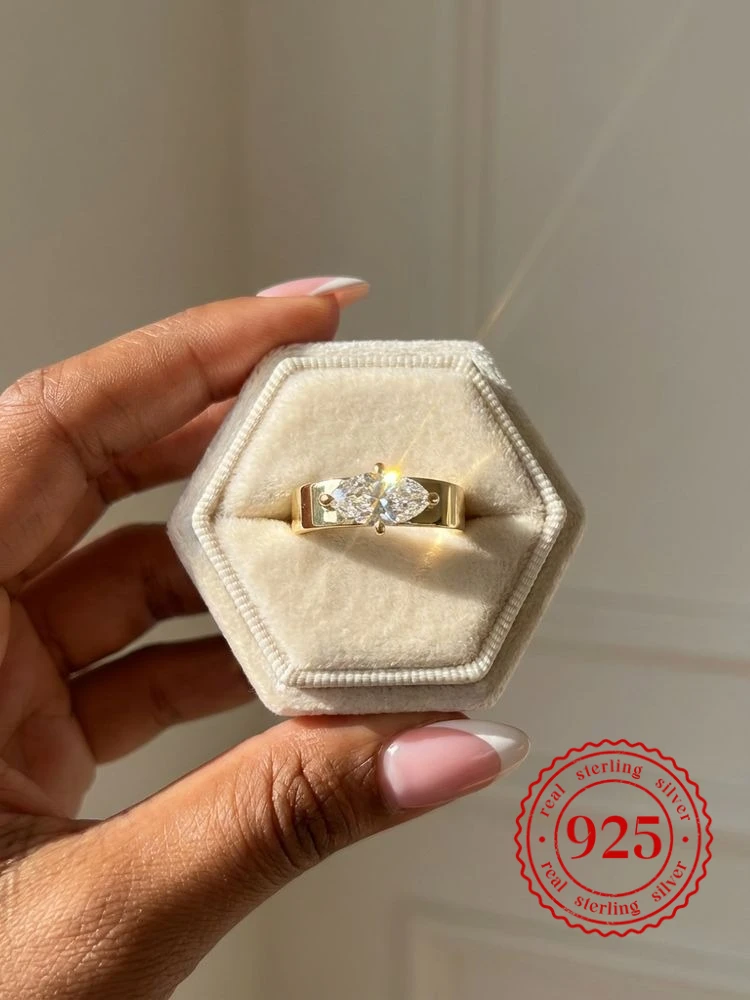 

925 Sterling Silver Minimalism Marquise Zircon Ring For Women Engagement Wedding Party Luxury Fashion High Quality Fine Jewely