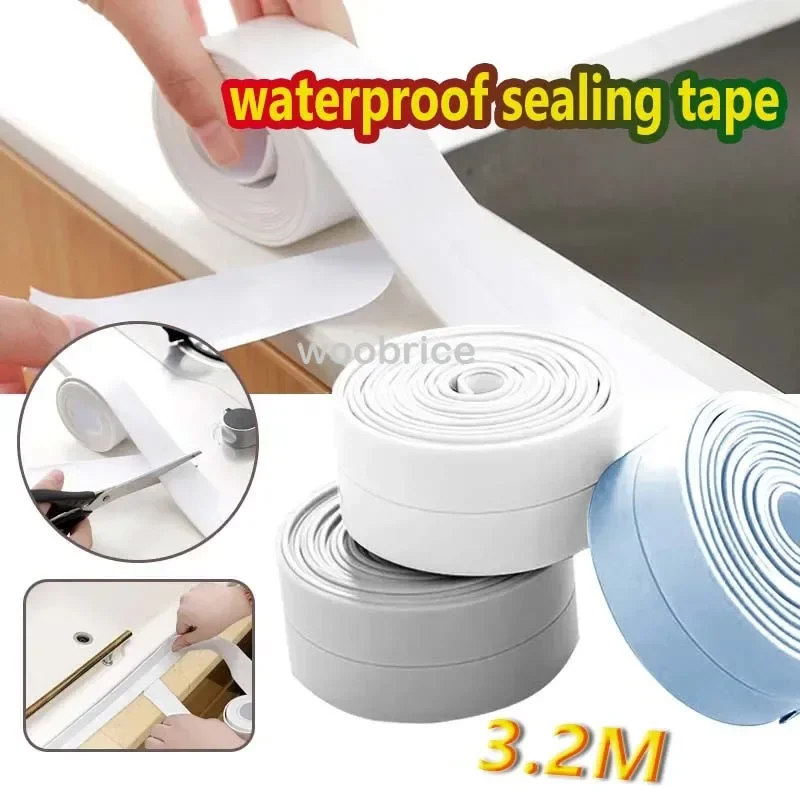 Shower Bath Sealing Tape Strips PVC Self Adhesive Waterproof Wall Sticker for Bathroom Kitchen Seal Caulk Strip Sink Mold Proof