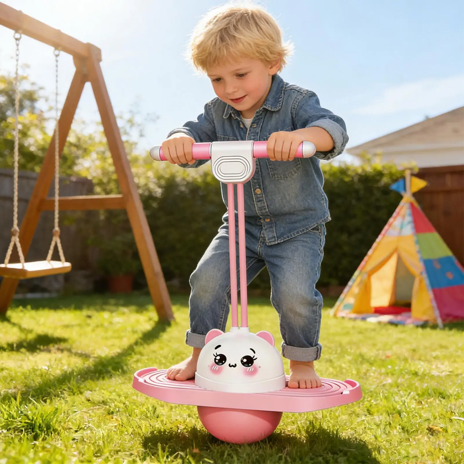 Balance Jumping Ball Safe High Jump Toy Non-Slip Trick Board Beginners Adults Bounce Toys For Families Friends Boys Lovers