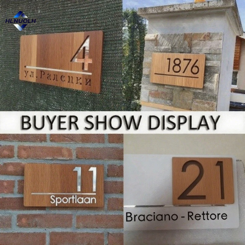 Custom Signs Laser Cut 28/40/45cm Retro Wooden 3D House Number Sign Outdoor Street Name Plate Home Decor Plaques New Home Gift