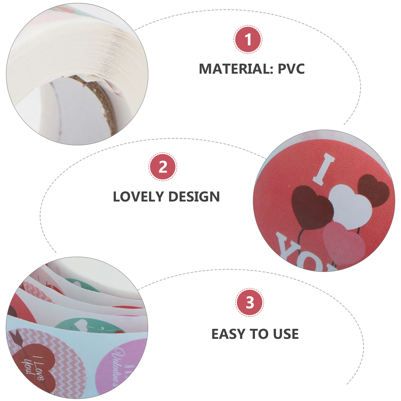 

Valentines Day Stickers 2 Rolls Gift Decals Seal Decoration Romantic Design Easy Stick Remove Valentine Party Banquet