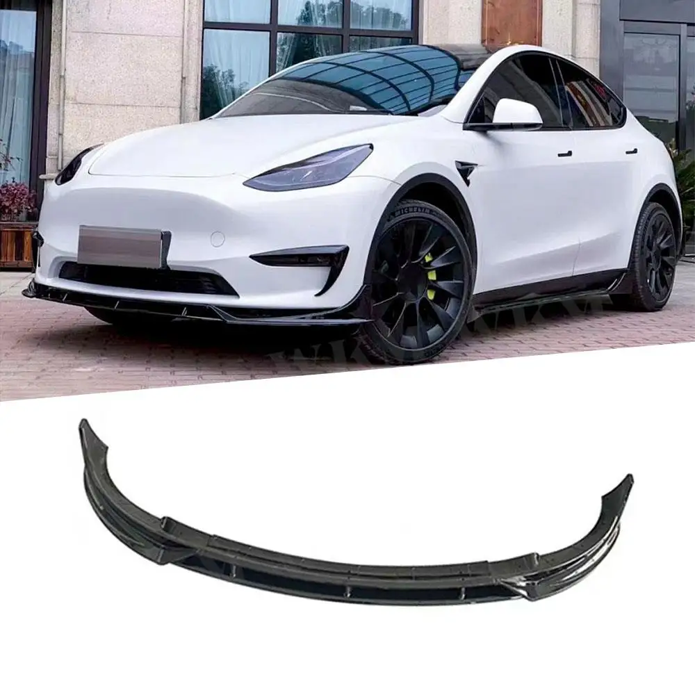 

Carbon Fiber ABS Front Bumper Lip Chin Spoiler for Tesla Model Y 2021+ 3Pcs/Set Front bumper cover Car Body Kit