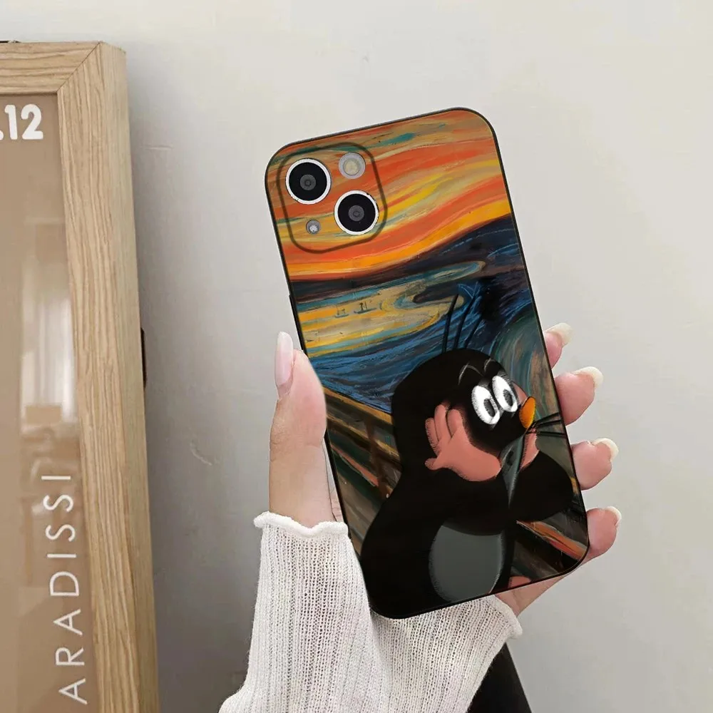 Cartoon L-Little Mole Phone Case For iPhone 15,14,13,12,11 Plus,Pro,Max,XR,XS,X,7,8 Plus,SE,Mini Silicone Soft