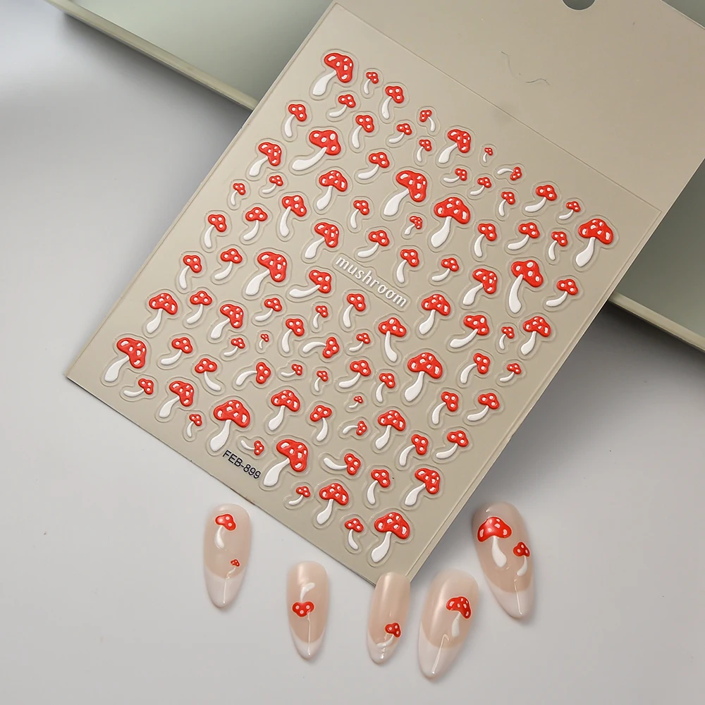 Mushroom Nail Sticker Make Your Own 5D Nail Art Decals Manicure Self-adhesive Sliders Kits FEB-899