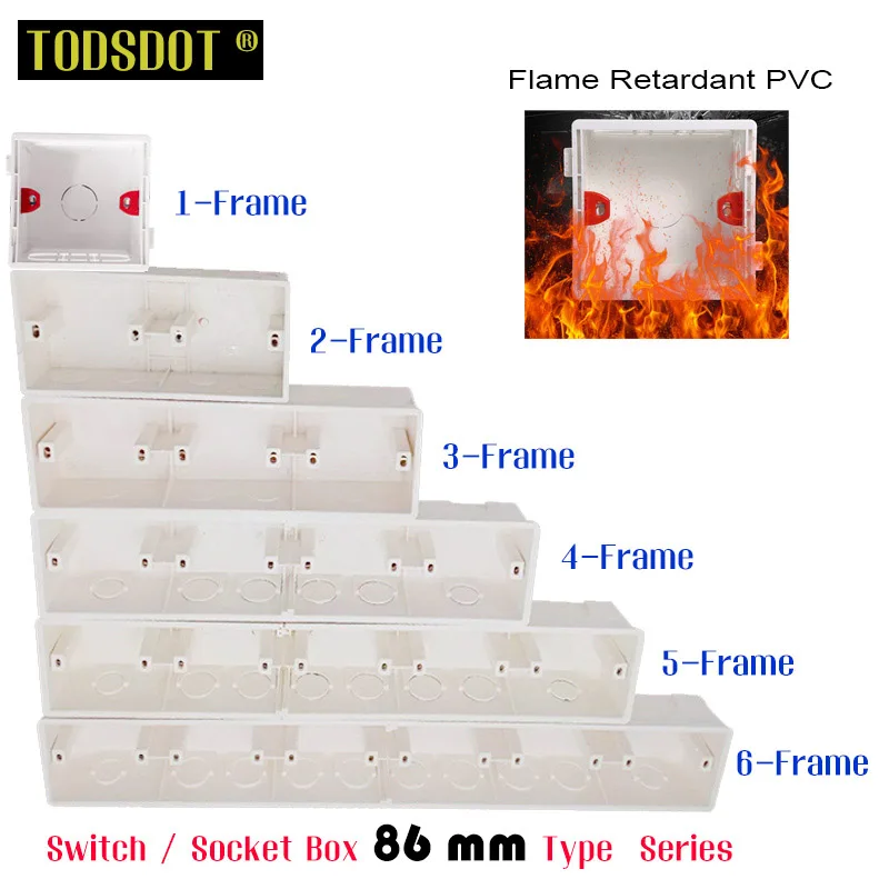 

High Quality Wall Embedded Mount Socket Switch Thermostat Box 86 Type Series Multi Frame In Wall Dark Box Flame Retardant