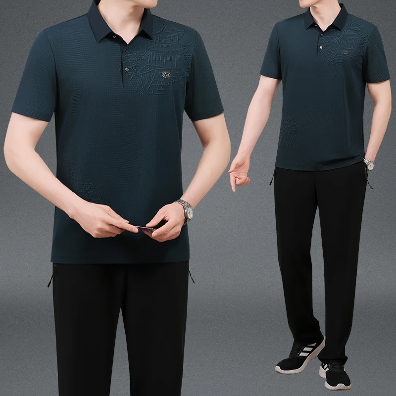 

Модный летний комплект футболок для мужчин среднего возраста, одежда для отца на День отца, свободный крой, повседневный базовый цвет