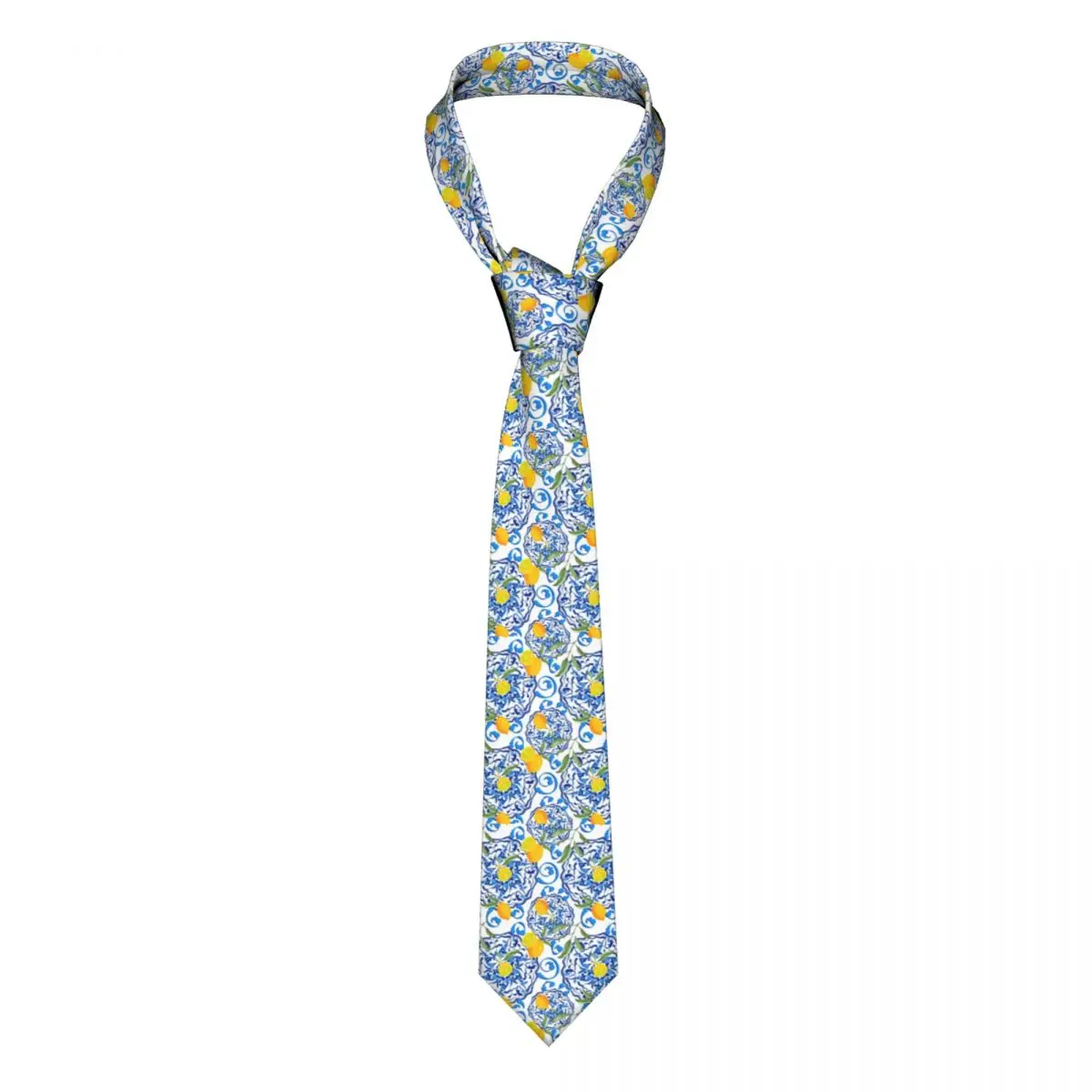 Fashion Lemon Fruit Pattern Ties for Business Customized Mens Summer Citrus Mediterranean Style Neckties