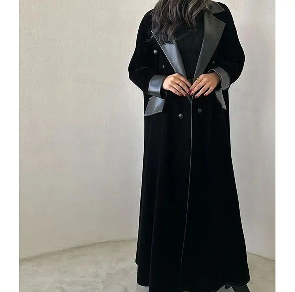 High-level Black Velvet Women Blazer Lengthening Lapel Double Breasted Formal Prom Custom Made Saudi Arabia Dress