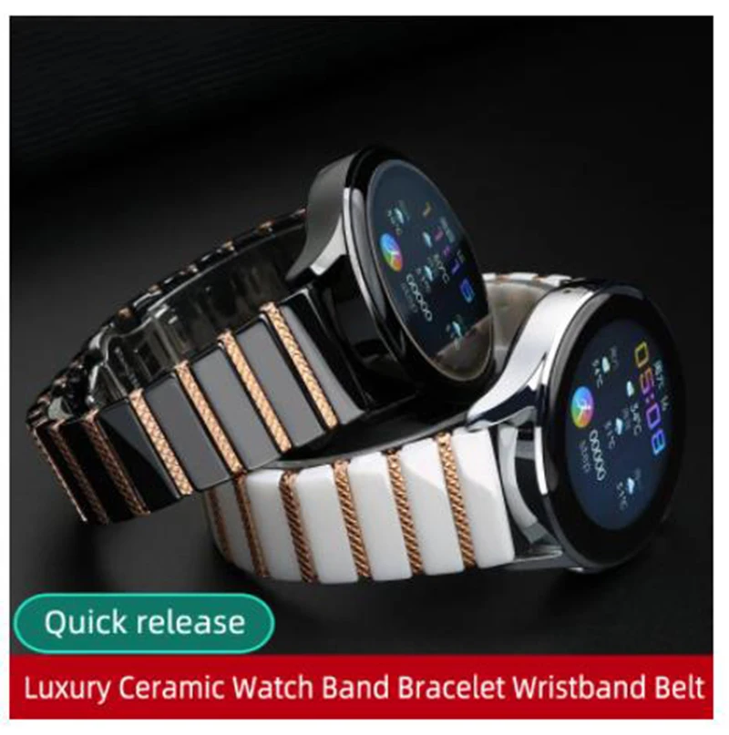 20mm 22mm Luxury Ceramic Steel Black Strap For Samsung Galaxy Watch4 S3 Huawei Omega Swatch Watch Band Bracelet Wristband Belt