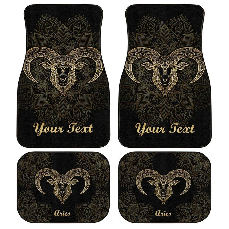 Personalized Aries Car Floor Mats Custom Zodiac Sign Car Accessories 4PCs Pack