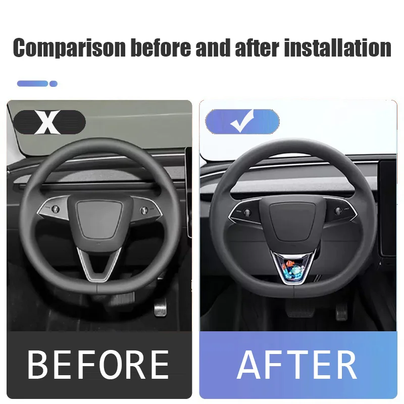 Steering Wheel Dynamic Fluid Glitter Trim Water Wave Sparkle Effect Decoration For Tesla Model Y Juniper 3 Highland 2023 2025