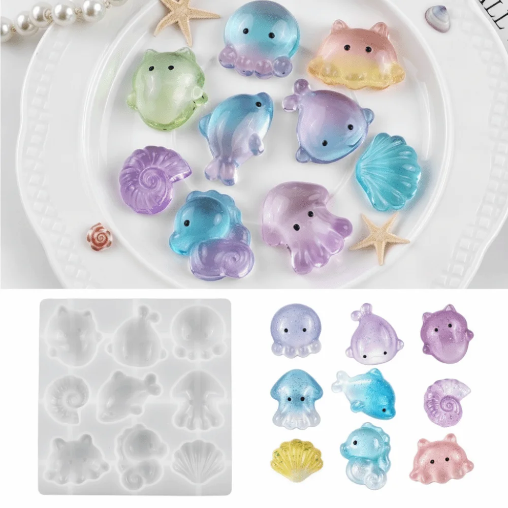 Sea Creatures Silicone Mold Seahorse Octopus Angel DIY Handmade Resin Mold Reusable Flexible Craft Casting Mold Jewelry Making