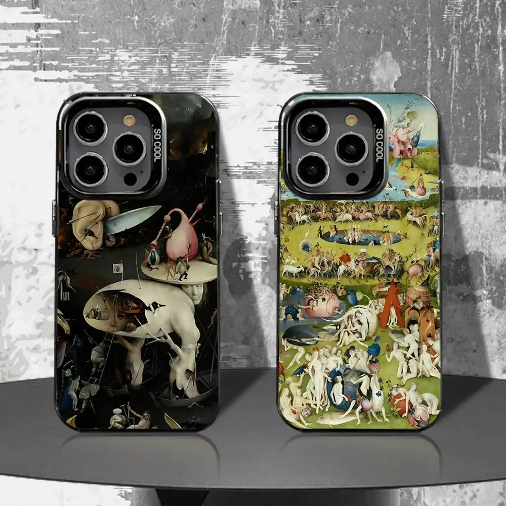

H-Hieronymus Bosch Painting Phone Case For iPhone 16,15,14,13,12,11,Pro,XS,Max,Plus,Mini,SE4,E Black Matte Shockproof Cover