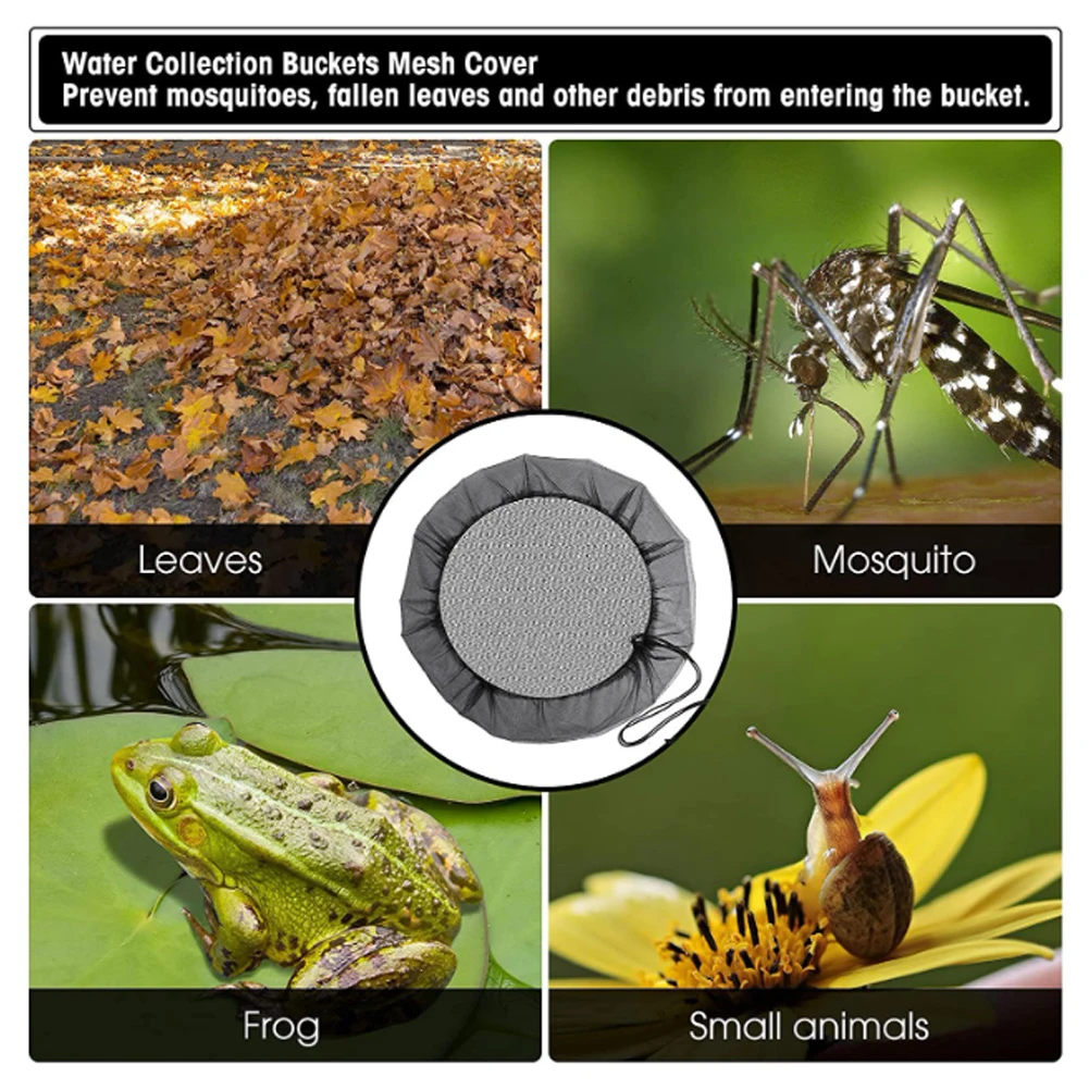60cm Rainwater Bucket Insect Cover with Drawstring Nylon Water Tank Filter Insect Net Bag Anti-insect Practical for Home Outdoor