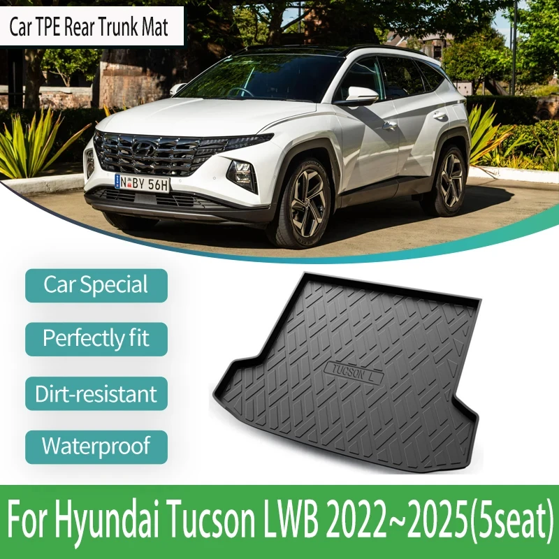 

For Hyundai Tucson LWB NX4 2022 2023 2024 2025 Car Rear Trunk Mats TPE Car Trunk Storage Pads Carpets Tappetini Auto Accessories