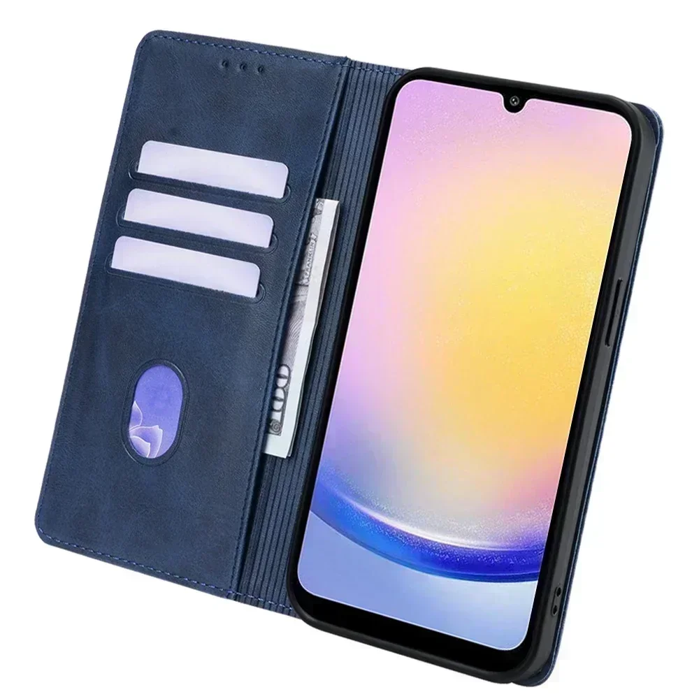 Деловой кожаный чехол для телефона Samsung Galaxy A55 A35 A15 A25 A54 A34 A24 A14 A73 A53 Flip Cover Магнитный чехол с подставкой