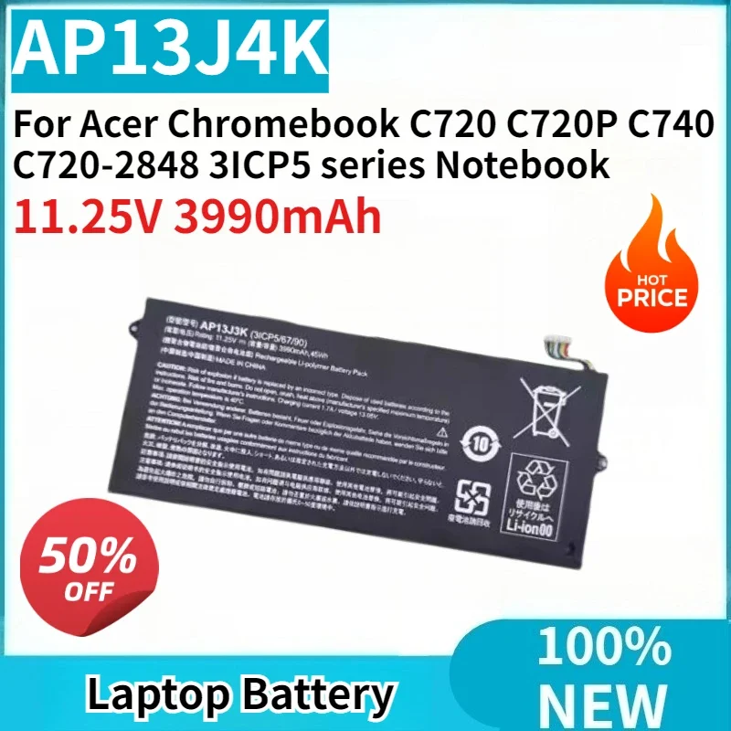 

Новая батарея для ноутбука AP13J4K AP13J3K 11.25V 3990mAh для Acer Chromebook C720 C720P C740 C720-2848 серии 3ICP5