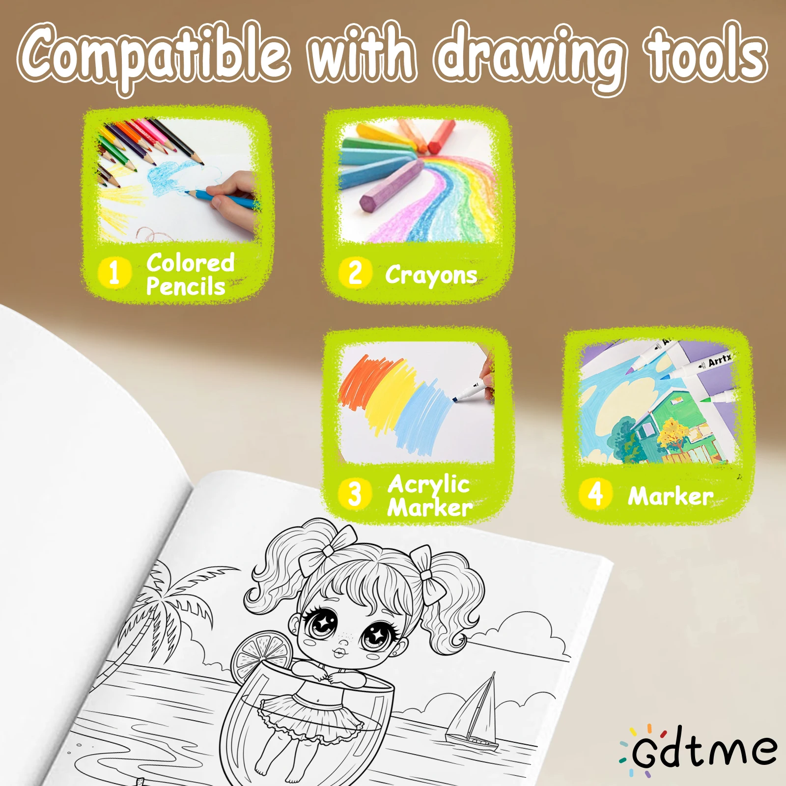 ミニガール 大人向けの大胆で簡単なパターンの塗り絵ブック かわいい描画ブック パーティーや誕生日に最適なギフト