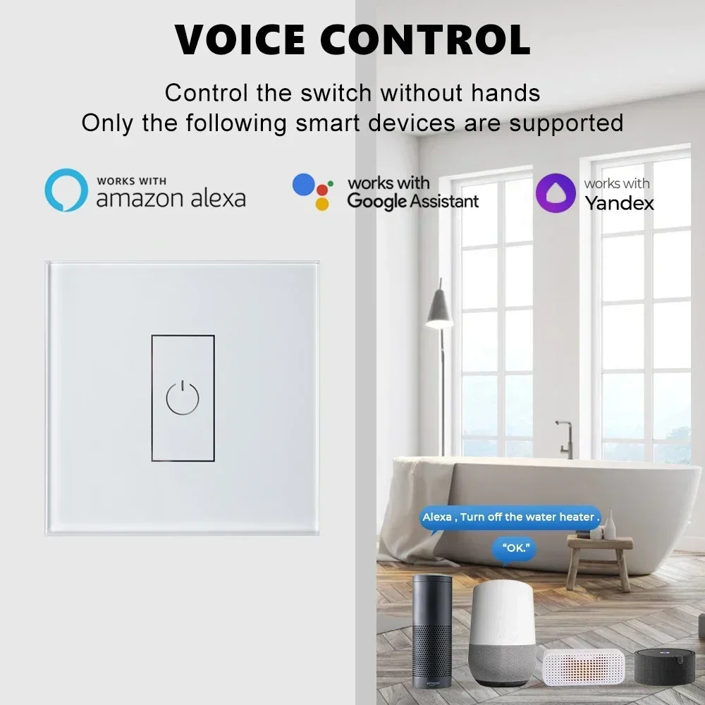 Tuya Smart 30A WiFi Switch for Boiler Water Heater App Control Power Monitor Overload Protection Works with Alexa Google Home