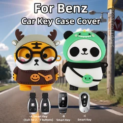 For Mercedes Benz A C E S G Class GLC CLE CLA GLB GLS W177 W205 W213 W222 X167 Cartoon Tiger Panda Key Case Cover Protect Fob