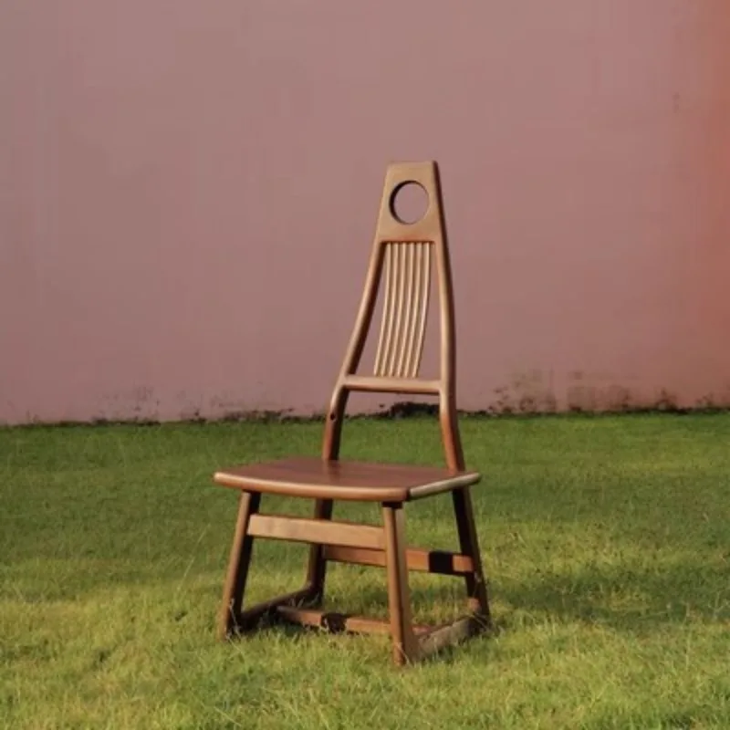 Solid wood dining chair wabi quiet wind high backrest single chair surprise quiet wind