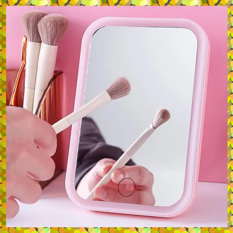 AGLH LED مرآة الغرور مع أضواء المحمولة مستحضرات التجميل السفر منضدية يشكلون مضاءة مرآة مكتب USB قابلة للشحن