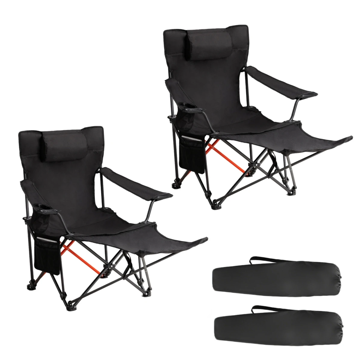 

2 Pack 2-in-1 Camping Chair Reclining, Lightweight Folding Camping Chair with Adjustable Backrest & Removable Footrest,