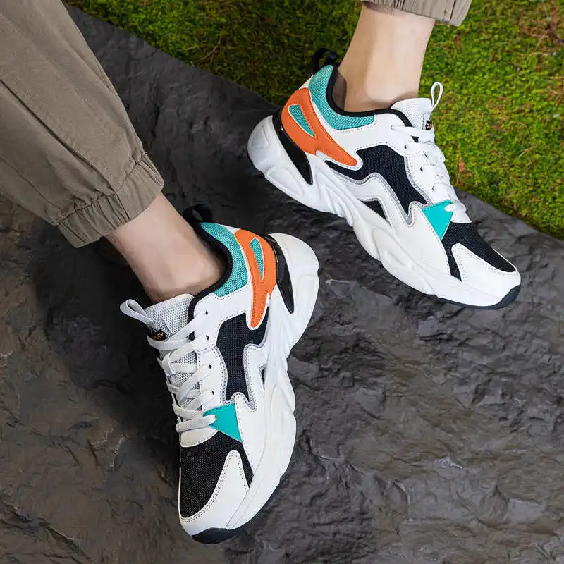 Men Breathable Mesh Lace-Up Casual Shoes Lightweight Non-Slip Comfortable Woven Style Outdoor Walking Daily Fashion Sneakers