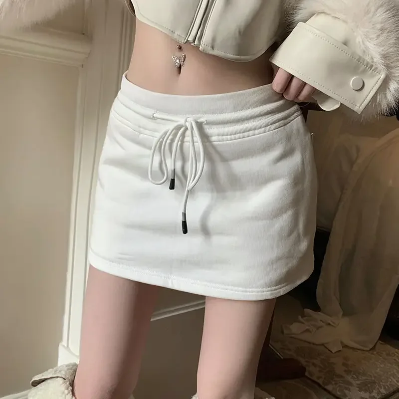 Women Drawstring Mini Skirts Autumn Sexy Fashion High Waist Sporty Skirt Chic Hot Girls Casual Work Out Faldas Mujer A-line New