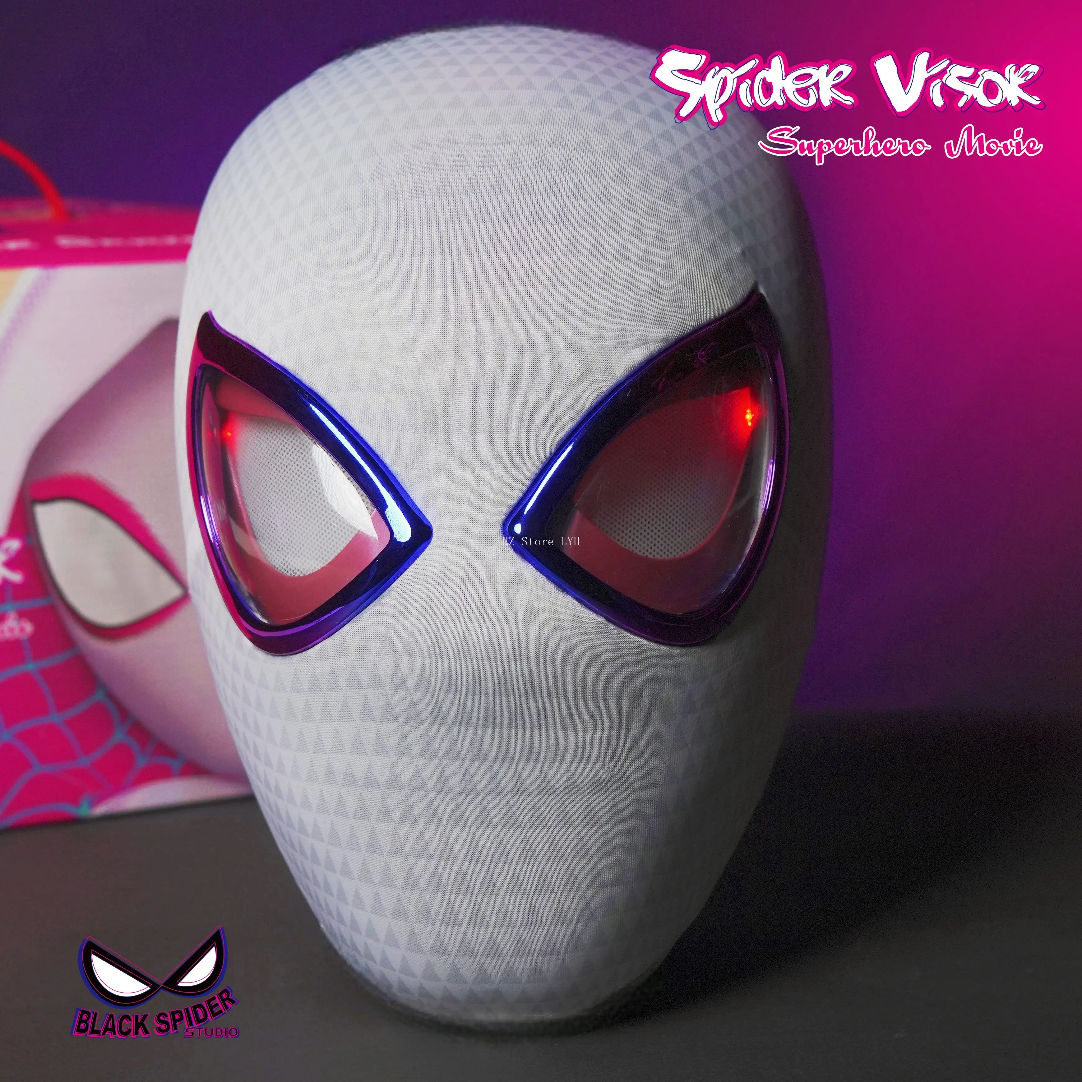1:1 Miles Morales Mask with Movable Eyes Mascara Electric Gwen Spider Helmet Ring Control Halloween Cosplay Mask Toy Man Gift