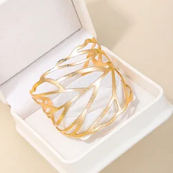 Geometric Bracelet For Women Metal Hollowed Leaf Mesh Punk Opening Cuff Holiday Party Gift Fashion Jewelry BB010