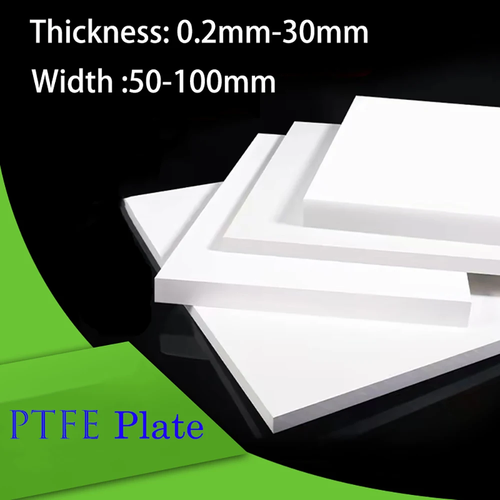 PTFE Sheet High Temperature Resistant Square PTFE Plate Board Block Polytef Plate Anti-Corrosion Panel Width 50-100mm Customized