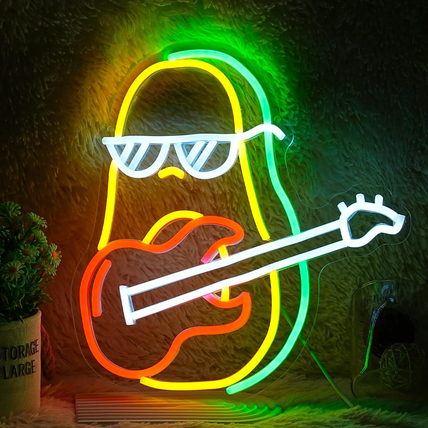

Avocado Guitar Neon Wall Decor Guitar Music Bedroom Neon Avocado LED Light Up Signage with USB Powered for Music Party Bar Club