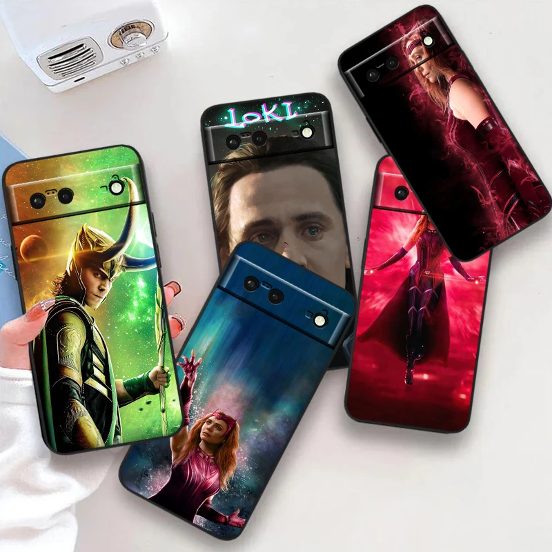 

Marvel Loki Wanda For Google Pixel 9 8 7A 7 6A 6 5A 5 4 4A XL 5G Black Silicon Shockproof Shell Funda Phone Case