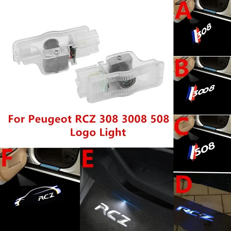 

Led Car Door Logo HD Projection Welcome Lights For Peugeot RCZ 3008 4008 5008 2011 2012-2021 2022 2023 Car Decorative Accessory