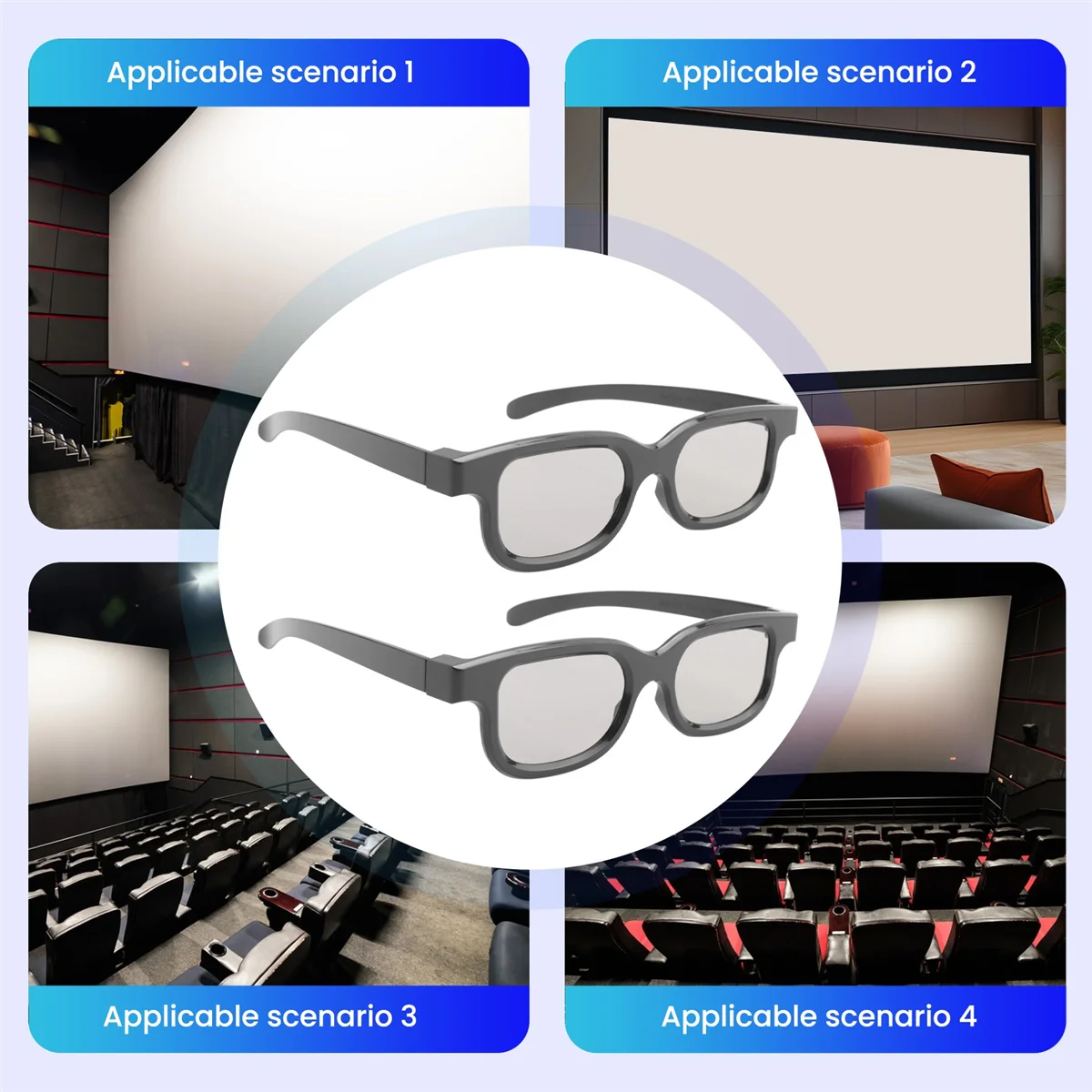 4Pcs Polarized Passive 3D Glasses for Cinema IMIX Screen_BSH