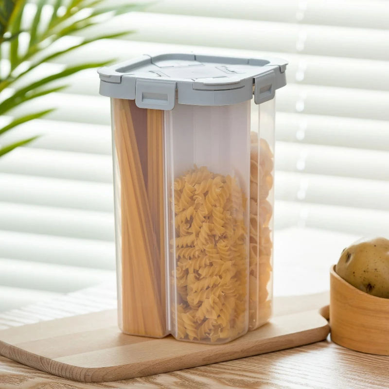 Multifunctional Plastic Sealed Jar Cereals Storage Box With Lid Food Grade Grain Noodles Kitchen Storage Compartment Sealed Cans