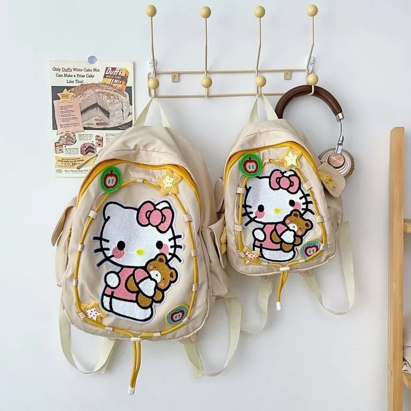 サンリオハローキティバックパックハート耐性汚れ学生バックパックシンプルな多用途サイズケイト猫バックパック女の子クリスマスギフト